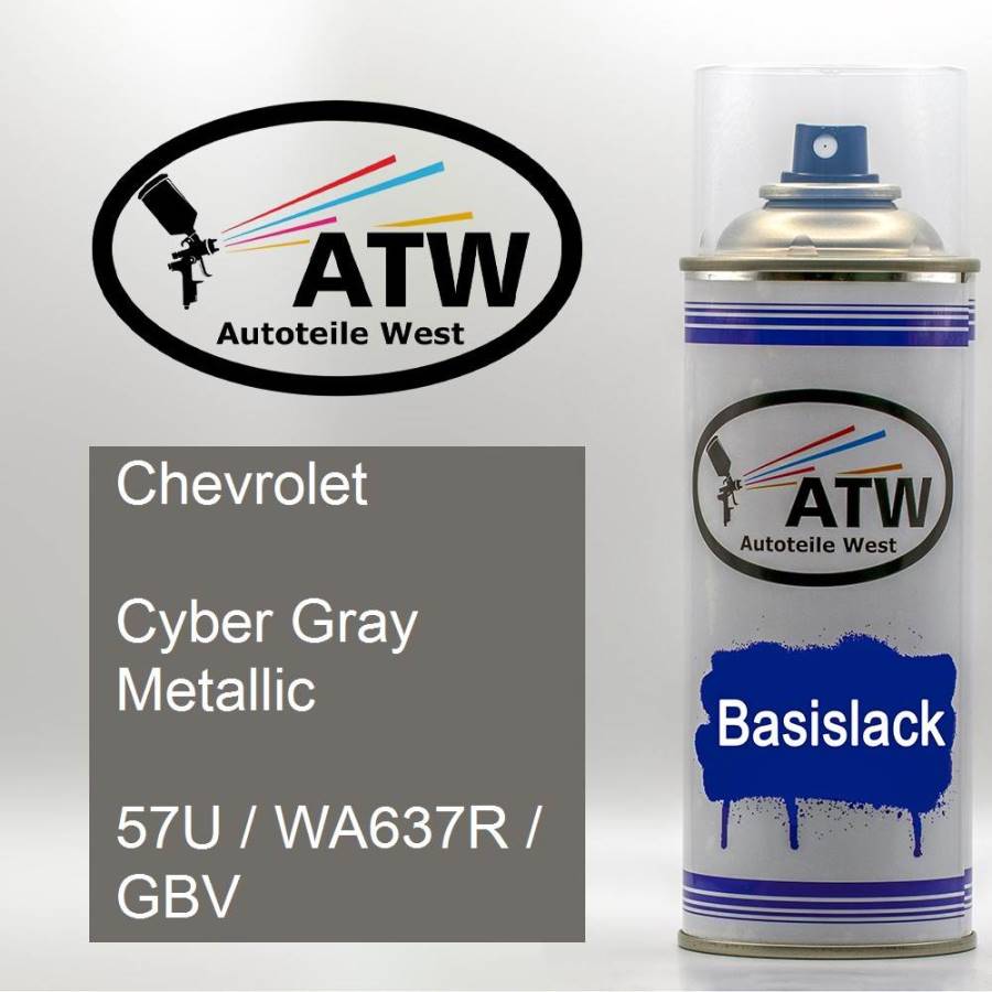Chevrolet, Cyber Gray Metallic, 57U / WA637R / GBV: 400ml Sprühdose, von ATW Autoteile West.